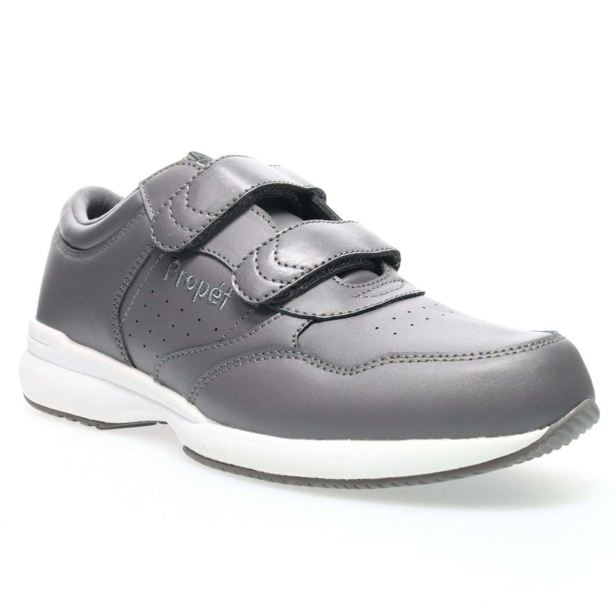 Propet LifeWalker® Strap Leather Sneaker–Dark Grey