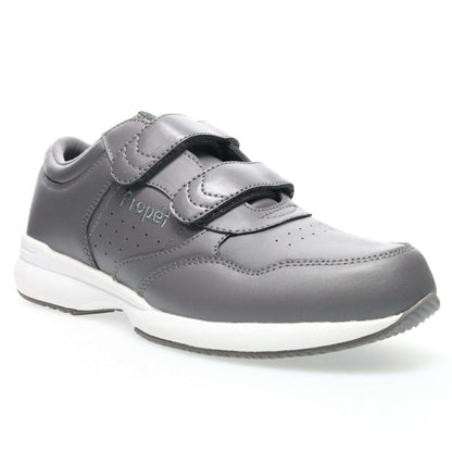 Propet LifeWalker® Strap Leather Sneaker–Dark Grey