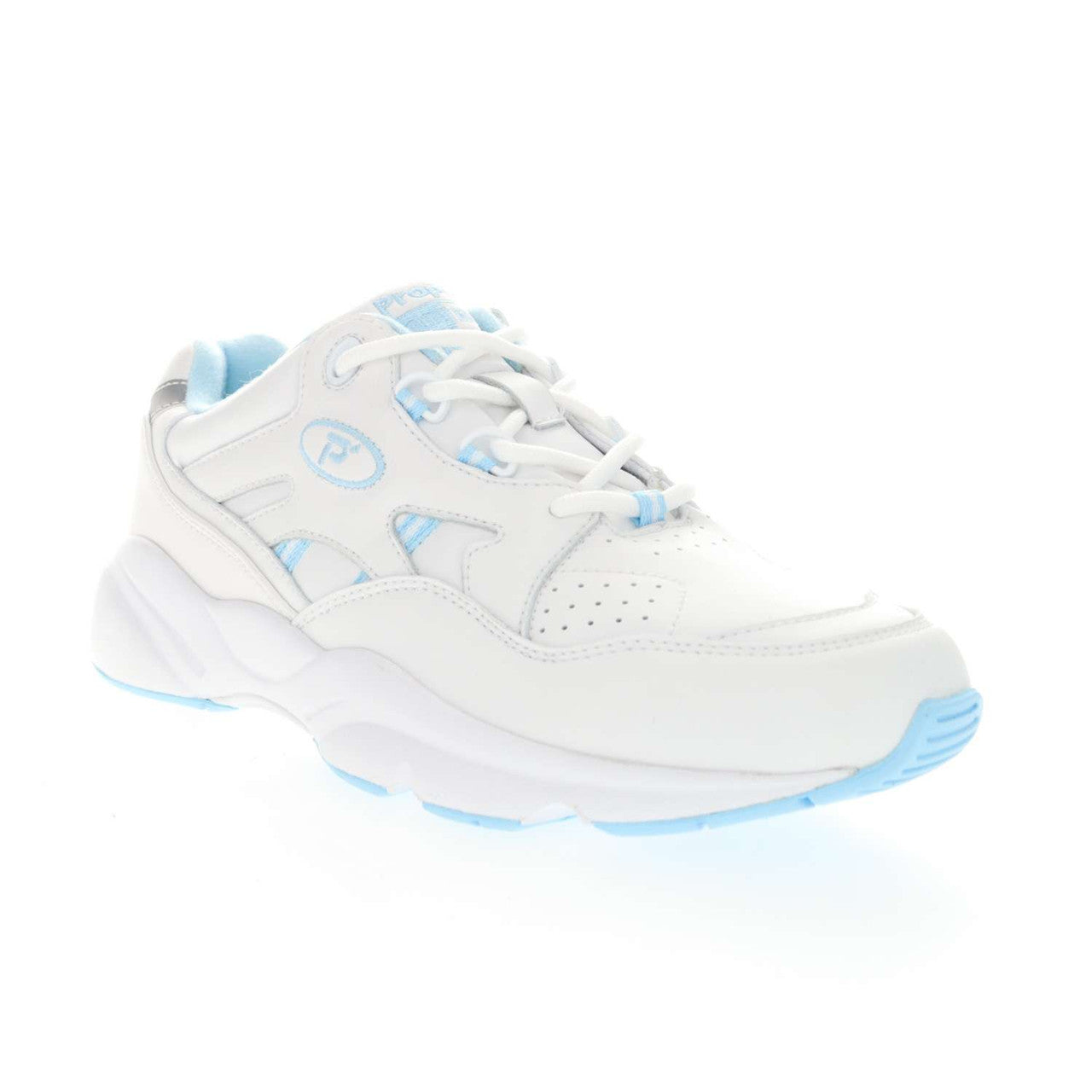 Propet Stability Walker Shoe – White/Light Blue