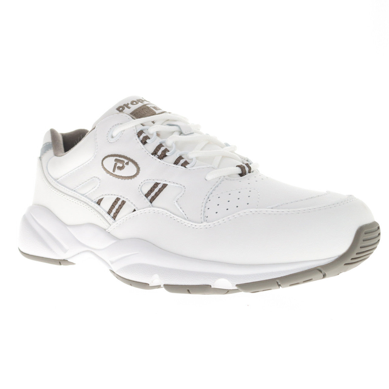Propet Stability Walker Mens Sneaker – White/Taupe